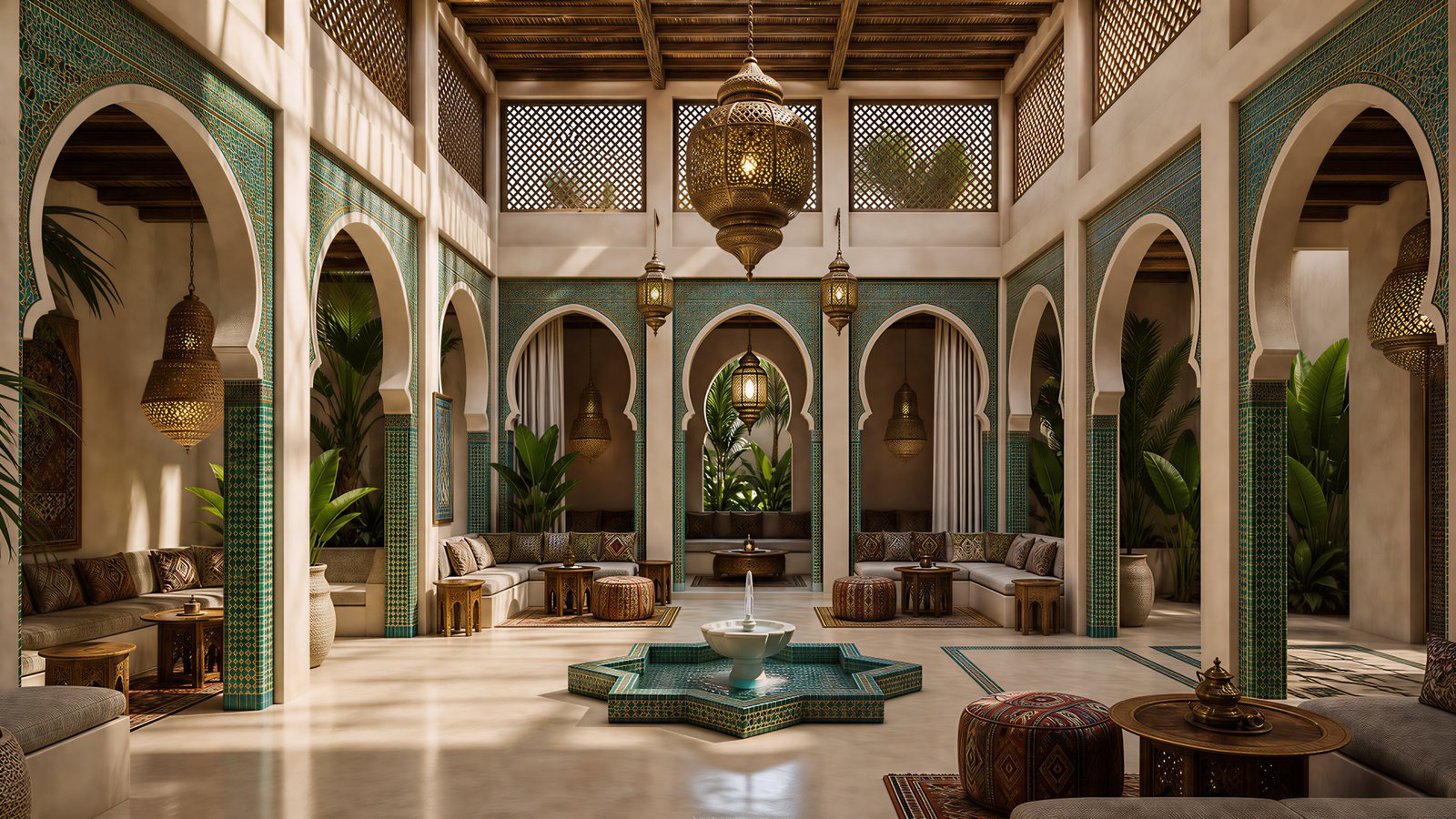 Salón con fuente de estrella