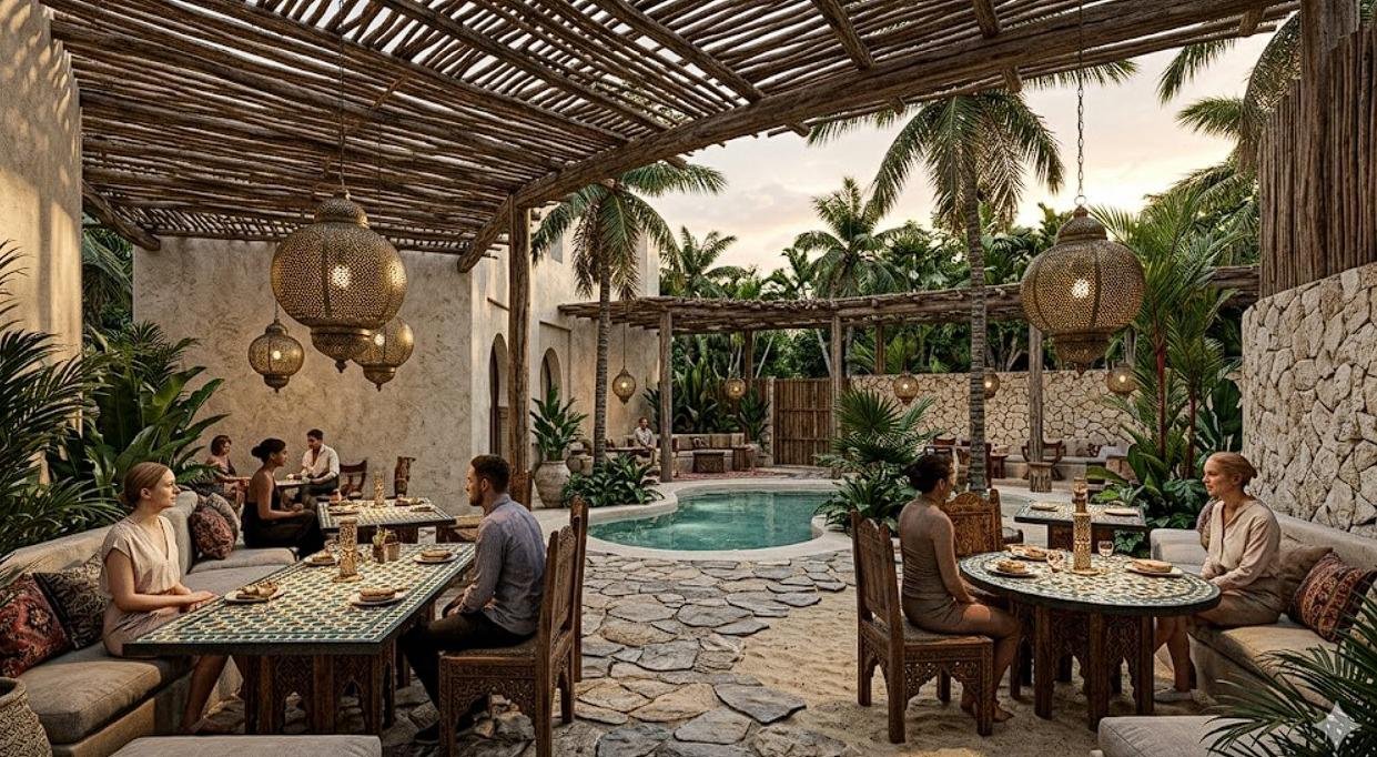 Restaurante junto a la alberca